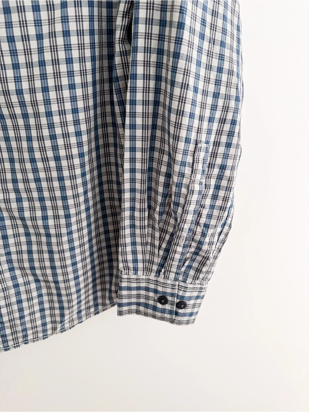 The North Face Plaid Shirt Button Down Gray Blue Plaid Outdoor Men's Size S